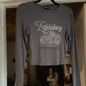 STREETWEAR SOCIETY Long Sleeve Henley Crop Top Shirt-Legendary